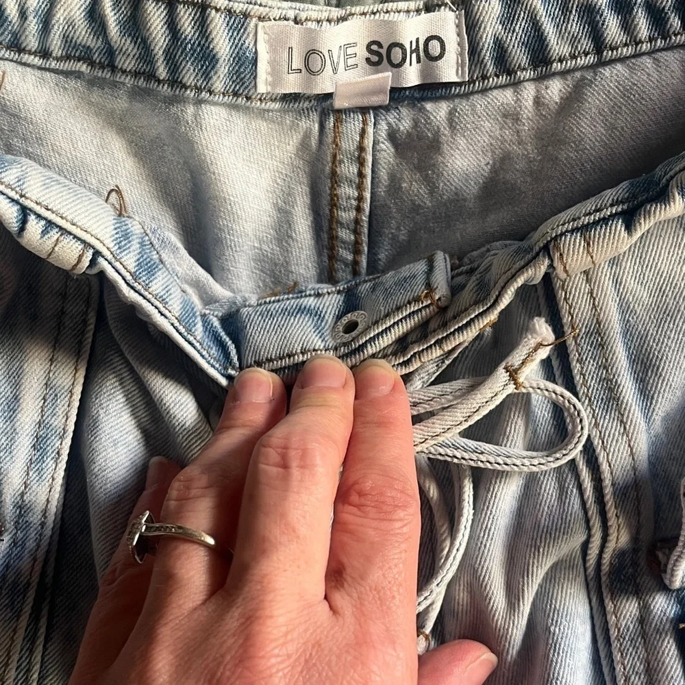 Love SoHo Light Blue Jean Cargo Shorts - Juniors | Sz 9 | EUC